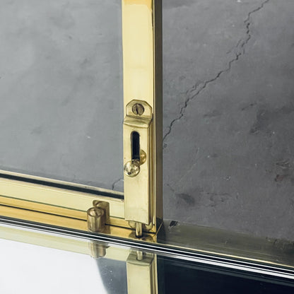 Glasvitrine aus Messing mit Spiegel